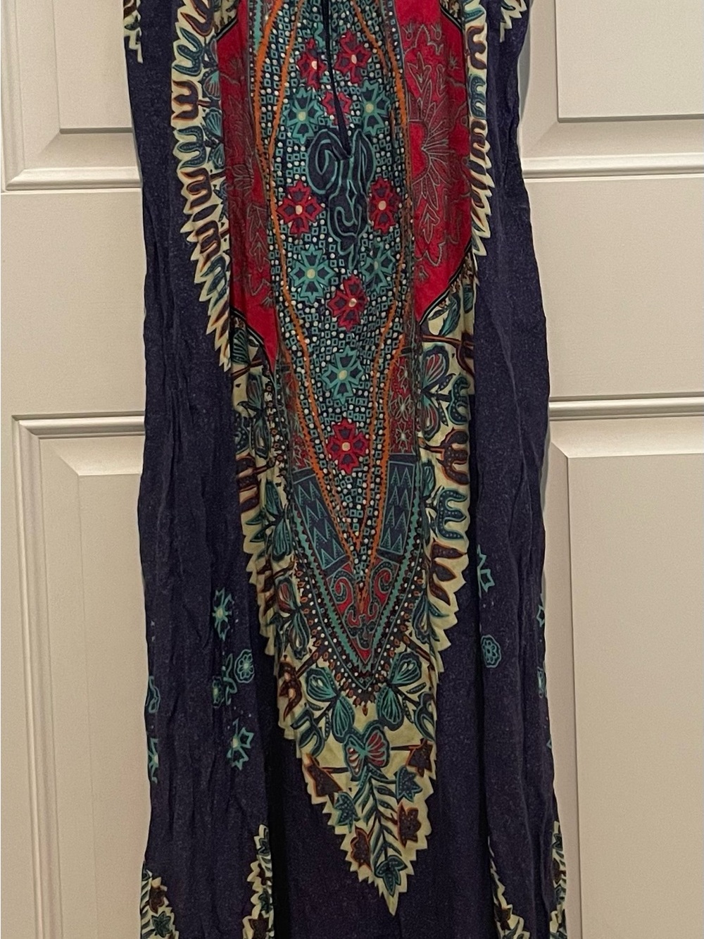 Bohemian V-Neck Maxi Dress in Purple Magenta Teal - Picture 5 of 14